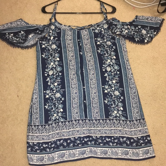 Blue off the shoulder dress - Picture 2 of 2